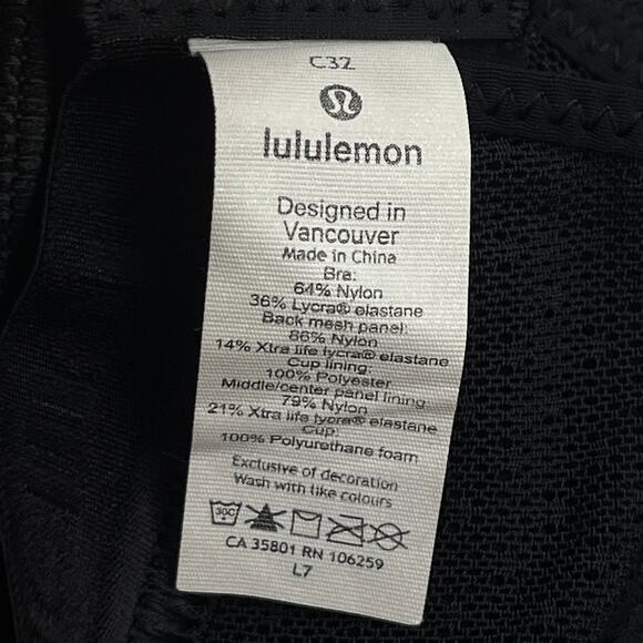 Lululemon Up for It Bra Sz 32C or 32B Black Wireless Padded Medium Support - Picture 8 of 8